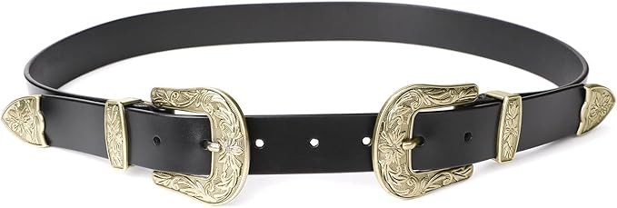 JASGOOD Women Leather Belts Ladies Vintage Western Design Black Waist Belt for Pants Jeans Dresse... | Amazon (US)