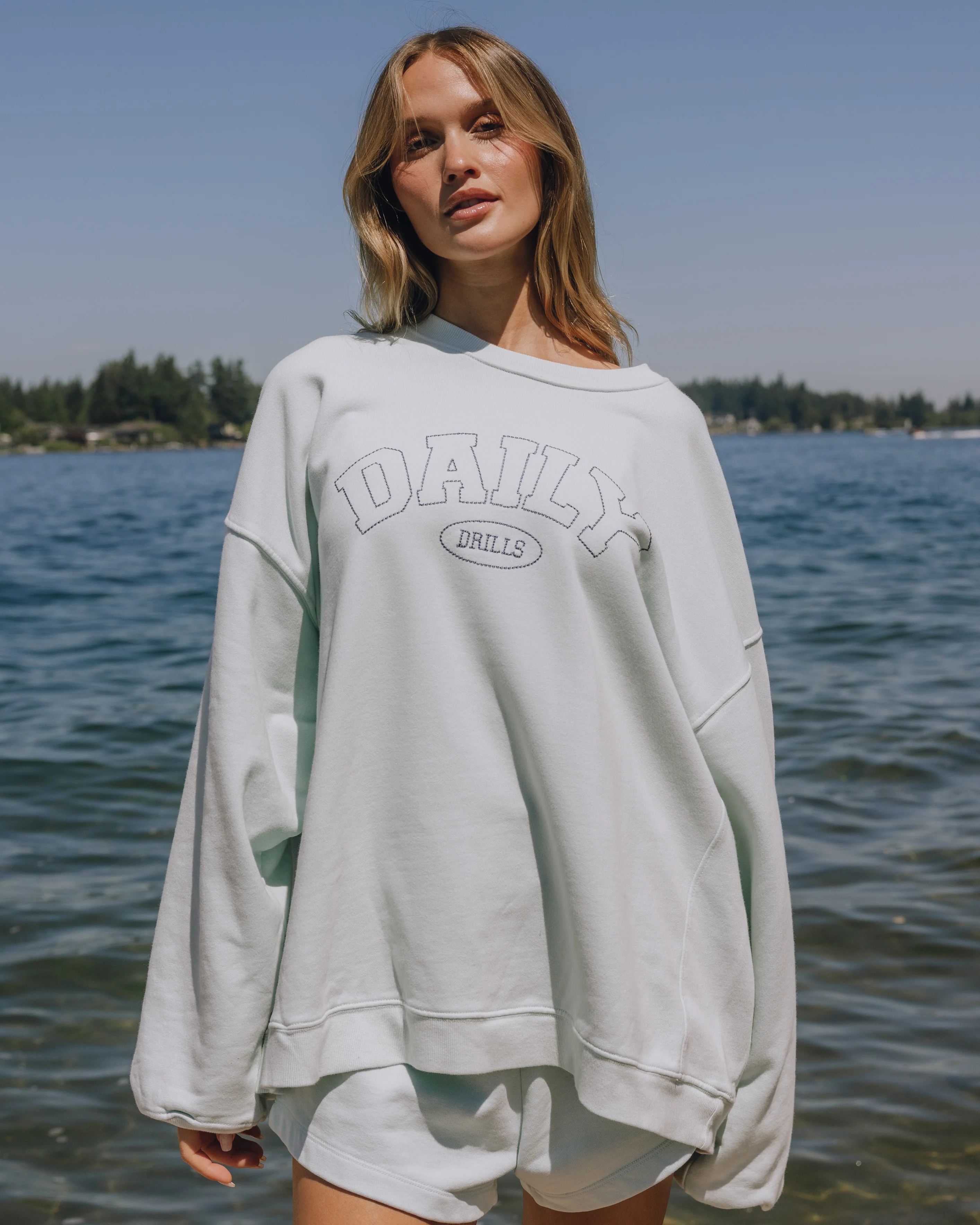 Oversized Daily Crew - Lake Day + Navy Stitch | Daily Drills LLC