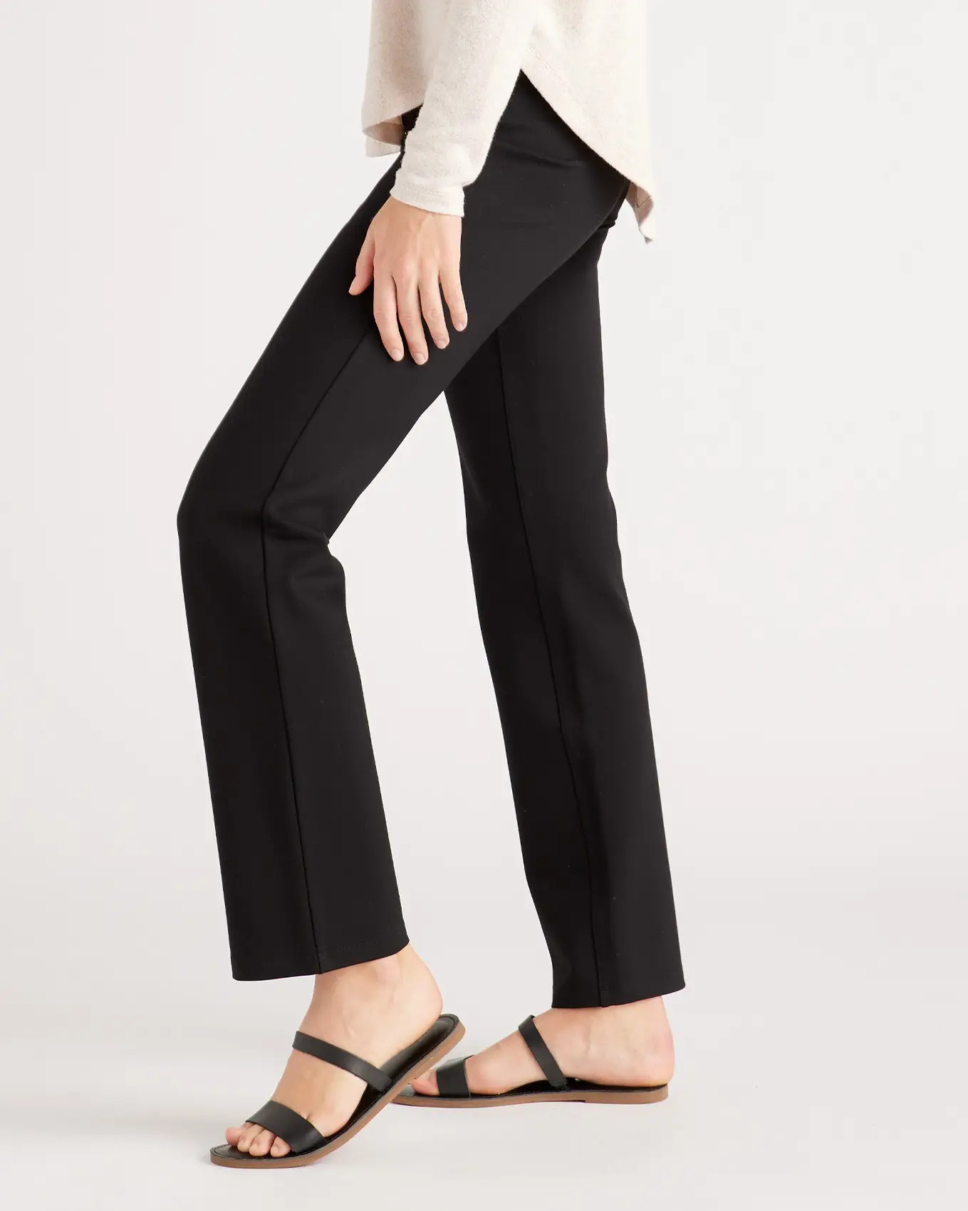 Ultra-Stretch Ponte Straight Leg Pants in Black | Quince