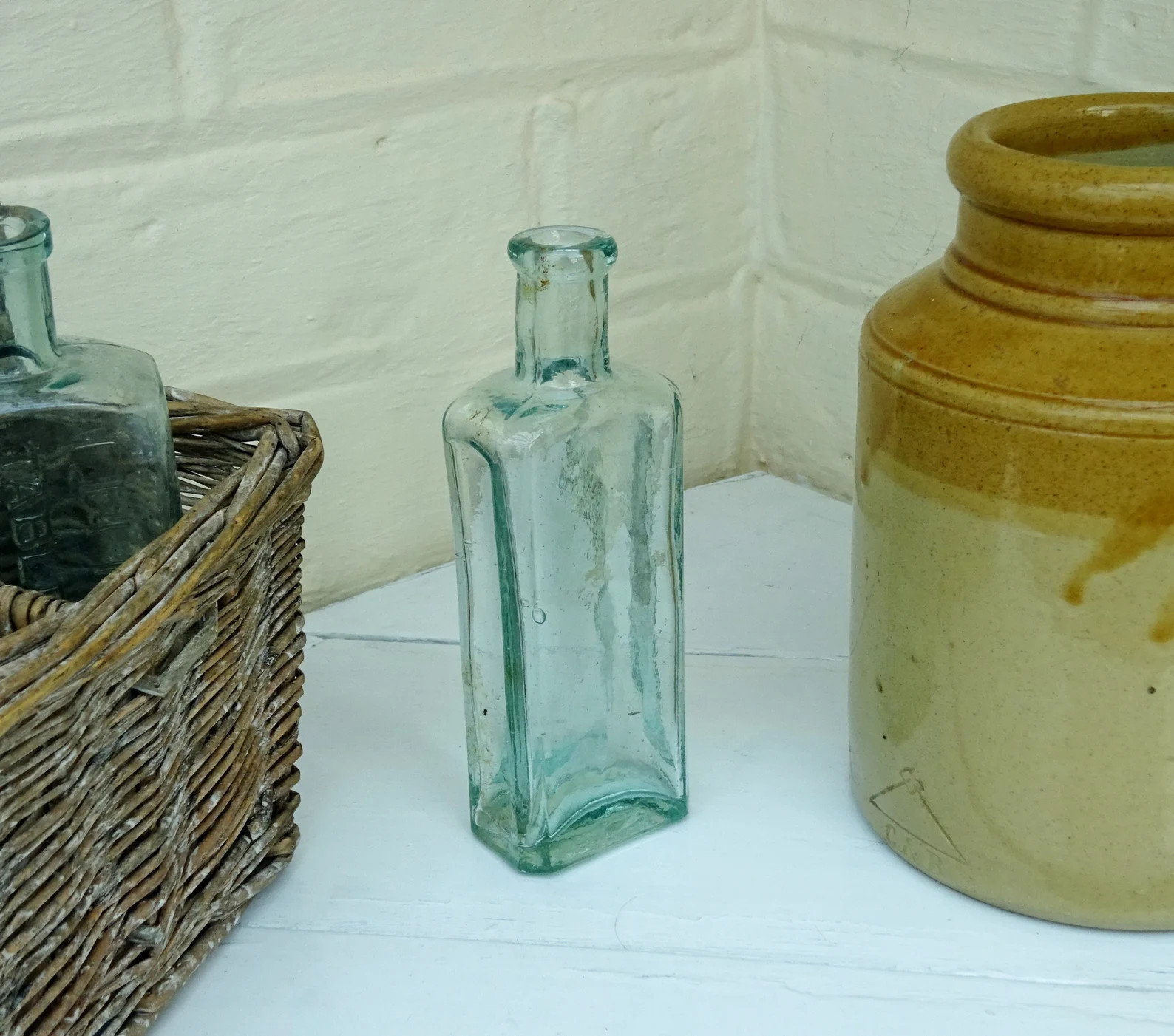 Victorian Aqua Glass Bottle, Rectangular, Bevelled on Three Sides. Antique Medicine Bottle, Quack... | Etsy (US)