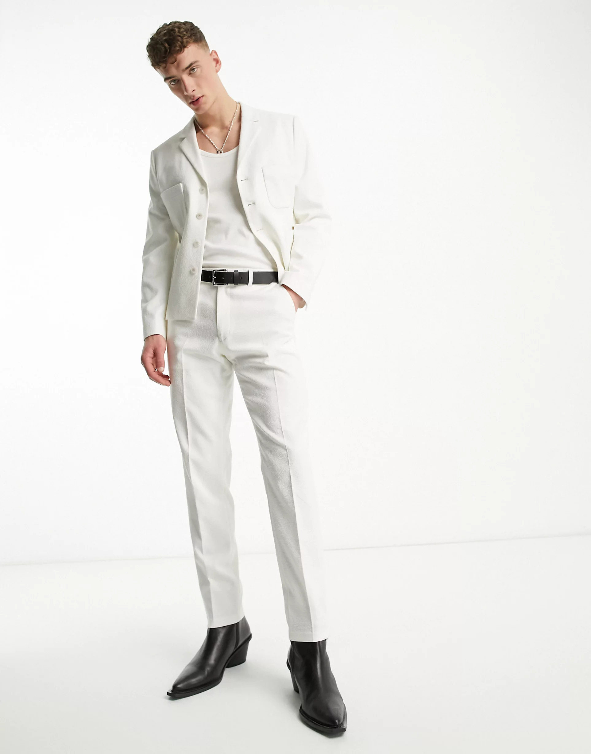 ASOS DESIGN slim suit pants in white | ASOS (Global)