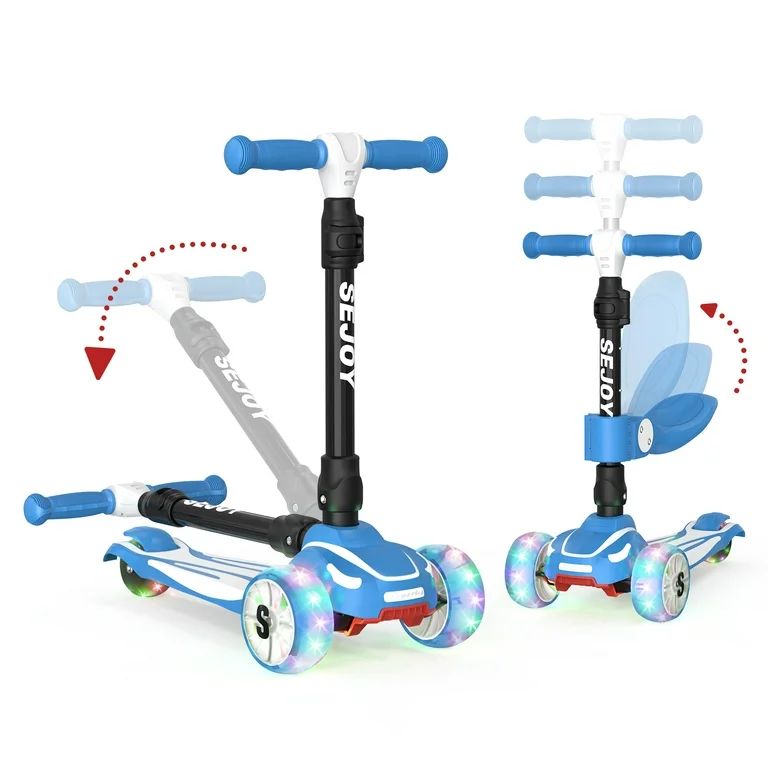 Sejoy Toddler Kick Scooter for Kids with 3 Wheels Extra-Wide Childrens Foldable Toy Scooter with ... | Walmart (US)