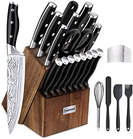 Amazon.com: Knife set, 23 Pcs Kitchen Knife Set with Block & Sharpener Rod, High Carbon Stainless... | Amazon (US)