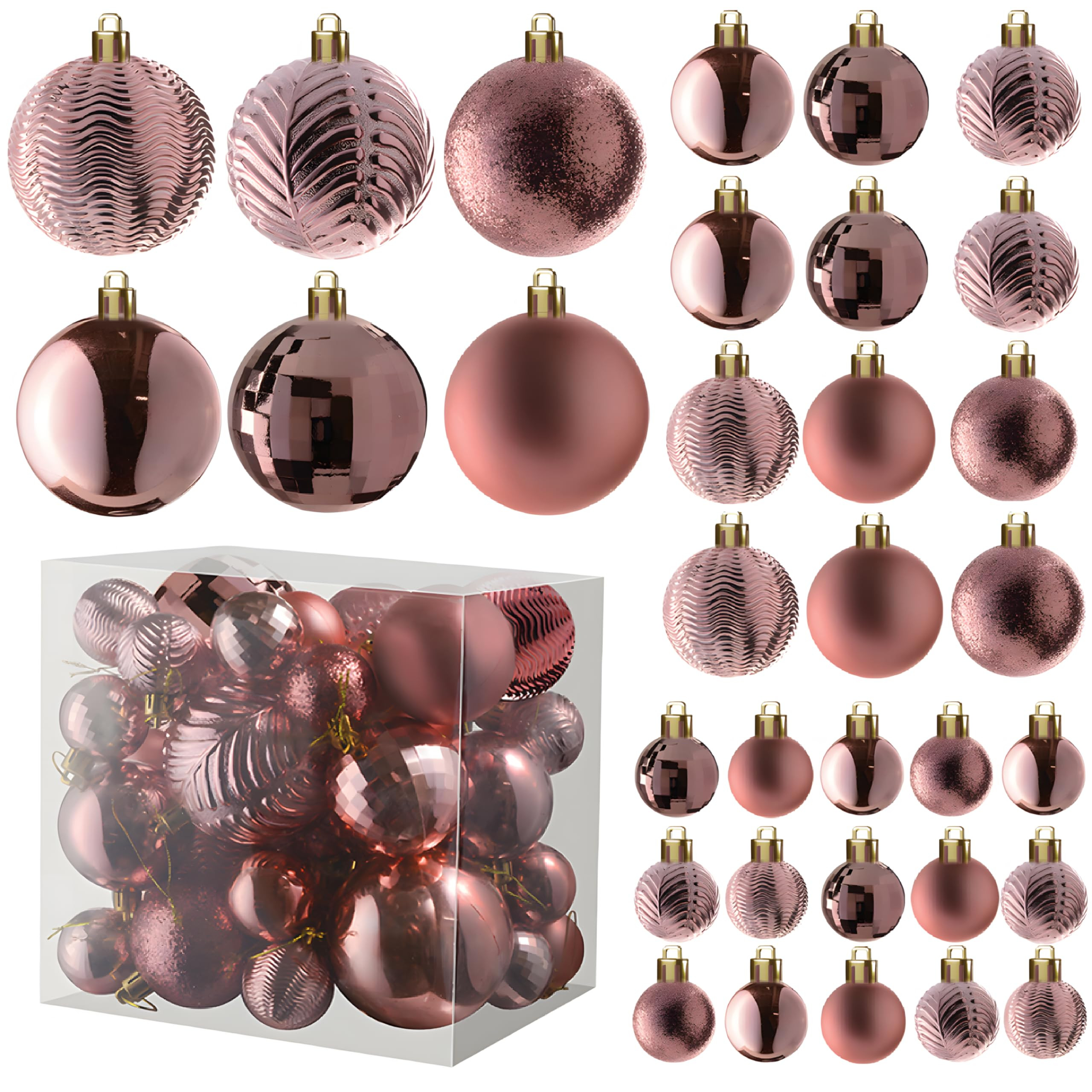 PREXTEX Champagne Christmas Ball Ornaments (36 pcs) - Shatterproof Christmas Tree Decorations wit... | Amazon (US)