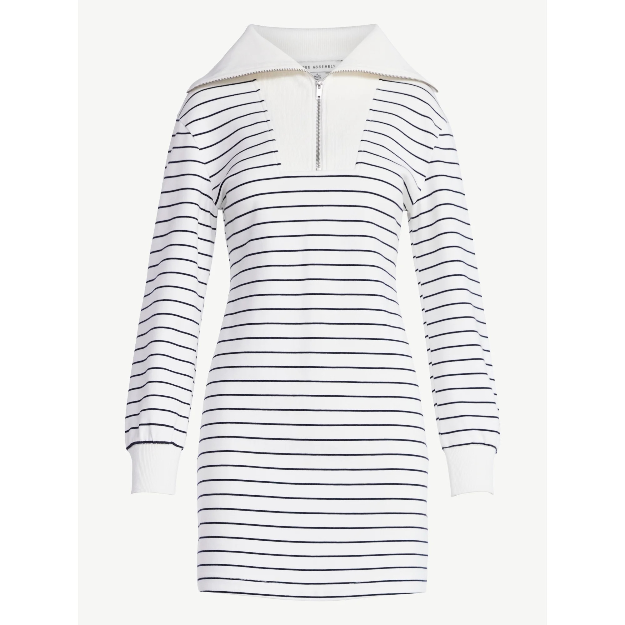 Free Assembly Women's and Women's Plus Half Zip Mini Dress with Long Sleeves, Sizes XS-4X | Walmart (US)