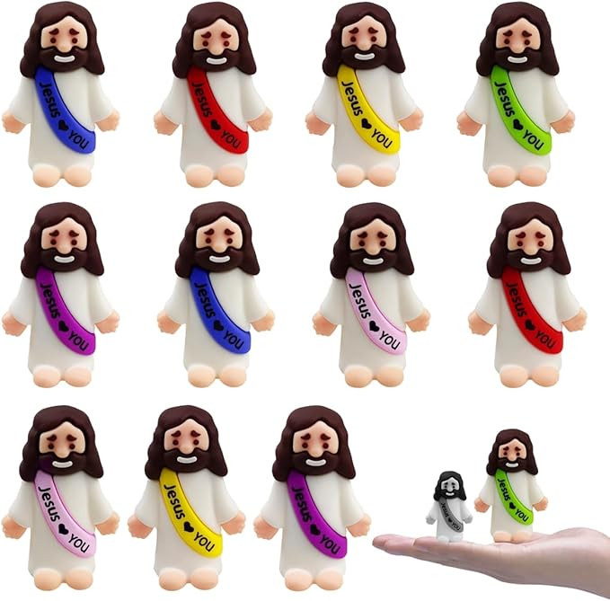 12 Pack Big Jesus Toys Rubber Jesus Figures to Hide and Seek Religious for Kids Girls Boys Christ... | Amazon (US)