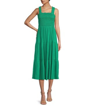 Smocked Midi Dress | Dillard's