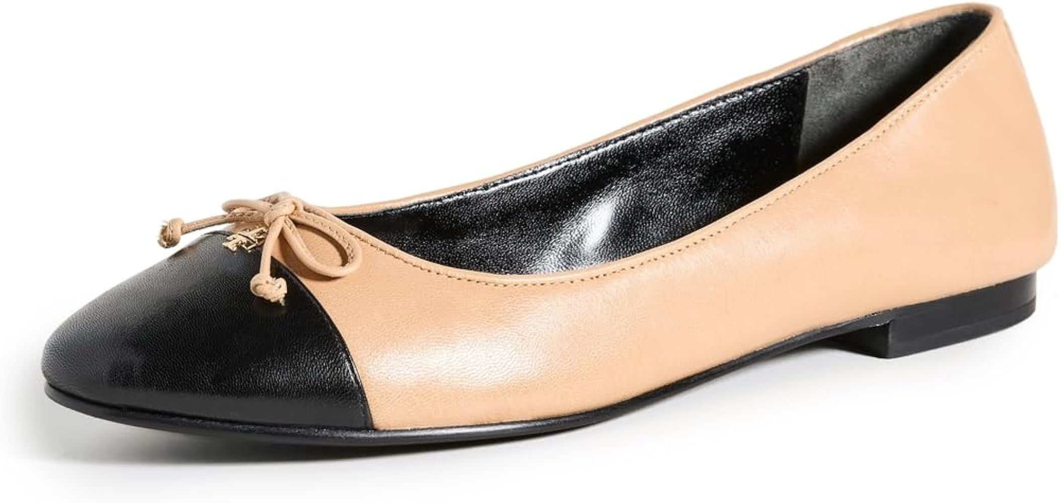 Amazon.com | Tory Burch Women's Cap Toe Ballet Flats, Ginger Shortbread/Black, 10 Medium US | Fla... | Amazon (US)