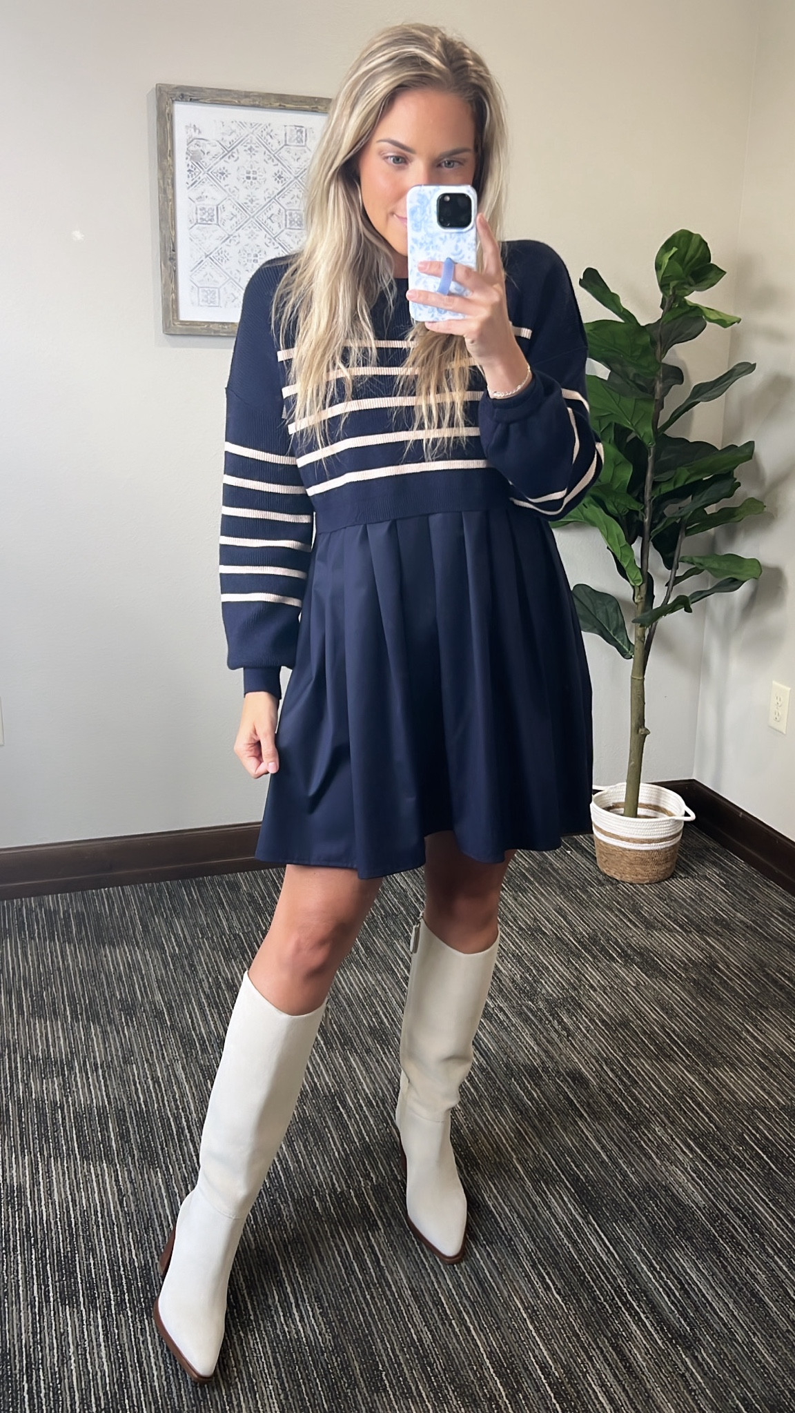 Small dress. If in between sizes go up 1/2 in boots  

#LTKxNSale #LTKSeasonal #LTKBacktoSchool