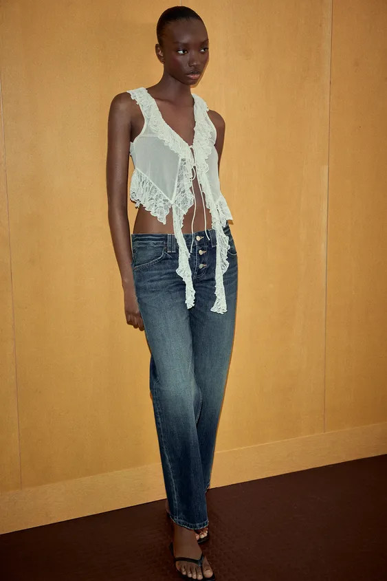 RUFFLED LACE TOP | Zara US