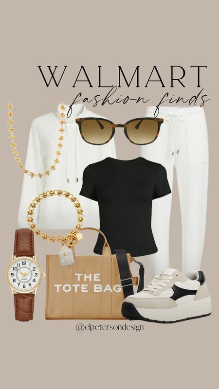 @walmartfashion
#WalmartPartner #WalmartFashion 
#walmartfinds #ootd #GRWM  #wiw #womensfashion #fallfashion 
Tote bag
Sunglasses 
T shirt 
Watch 
Bracelet 
Necklace 
Athletic shoes 

#LTKstyletip #LTKfindsunder50 #LTKfindsunder100