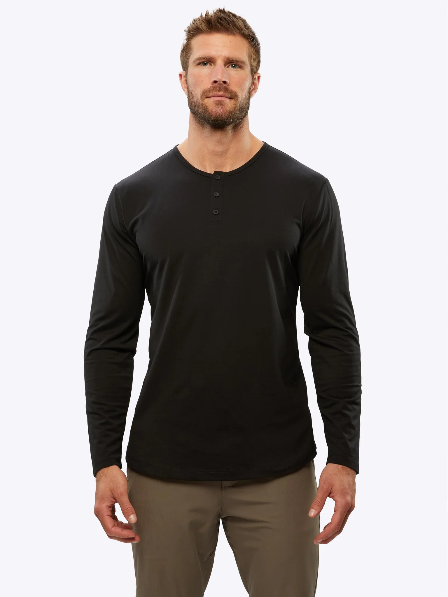 AO Long Sleeve Henley Curve-Hem | Cuts Clothing
