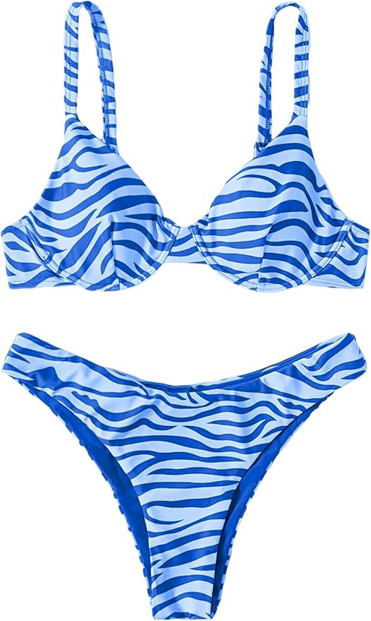 SOLY HUX Women's Bikini Sets Zebra Striped Bathing Suits Two Piece Swimsuit | Amazon (US)