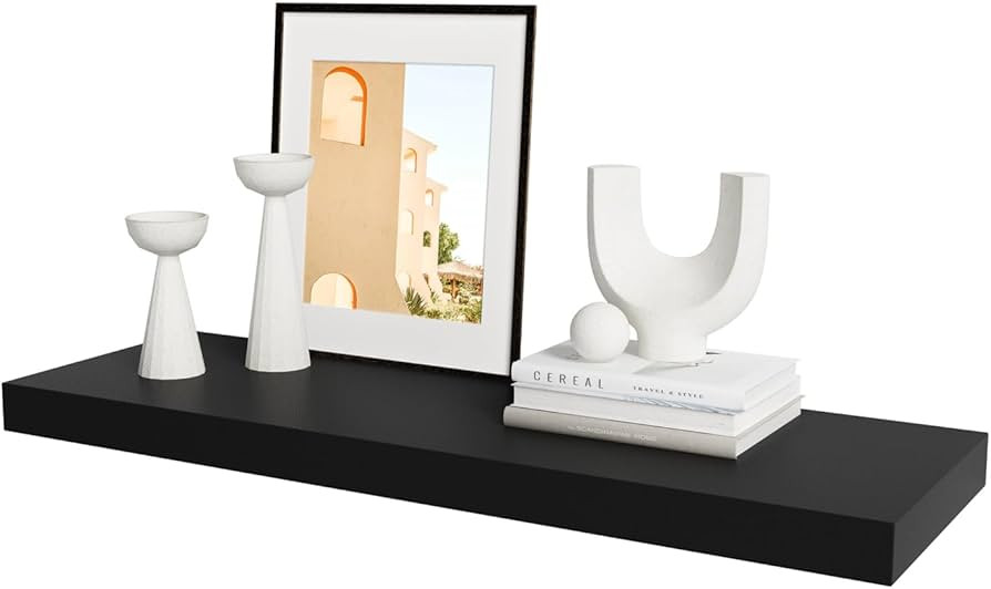 WELLAND 36 inch Black Mission Floating Shelves for Wall, Bathroom Wall Mount Shelves, Wood Modern... | Amazon (US)