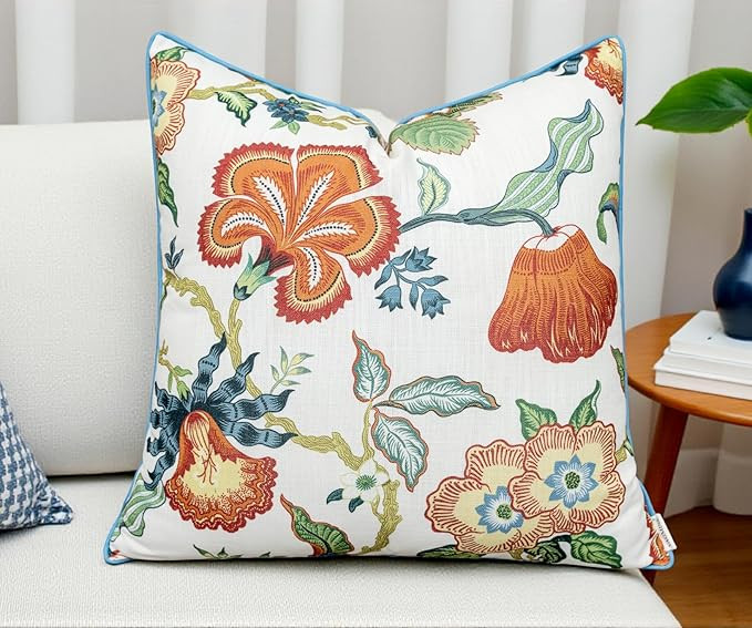 VAGMINE Throw Pillow Cover 20x20 – Botanical Printed Poly-Cotton Square Accent Cushion Cover ... | Amazon (US)