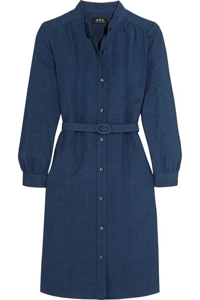 Belted linen and cotton-blend shirt dress | NET-A-PORTER (UK & EU)