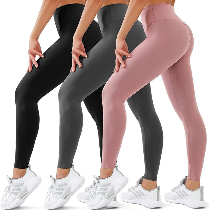 3 Pack Leggings for Women High Waisted No See-Through Tummy Control Soft Yoga Pants Womens Workou... | Amazon (US)