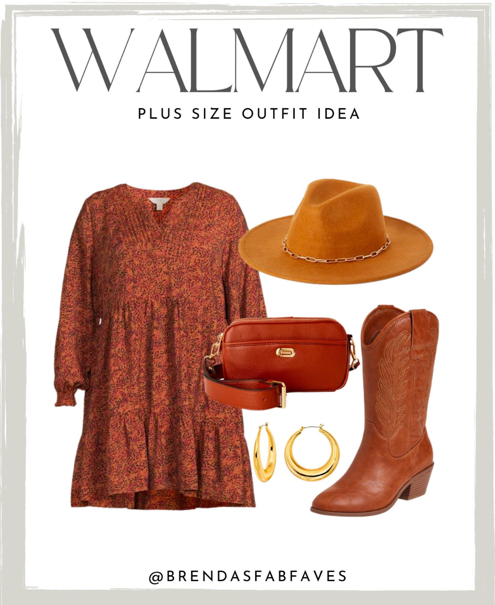 Walmart Plus size fall outfit idea! 
Fall dress, cowgirl boots, western outfit, plus size fall outfits 

#LTKcurves #LTKstyletip #LTKshoecrush