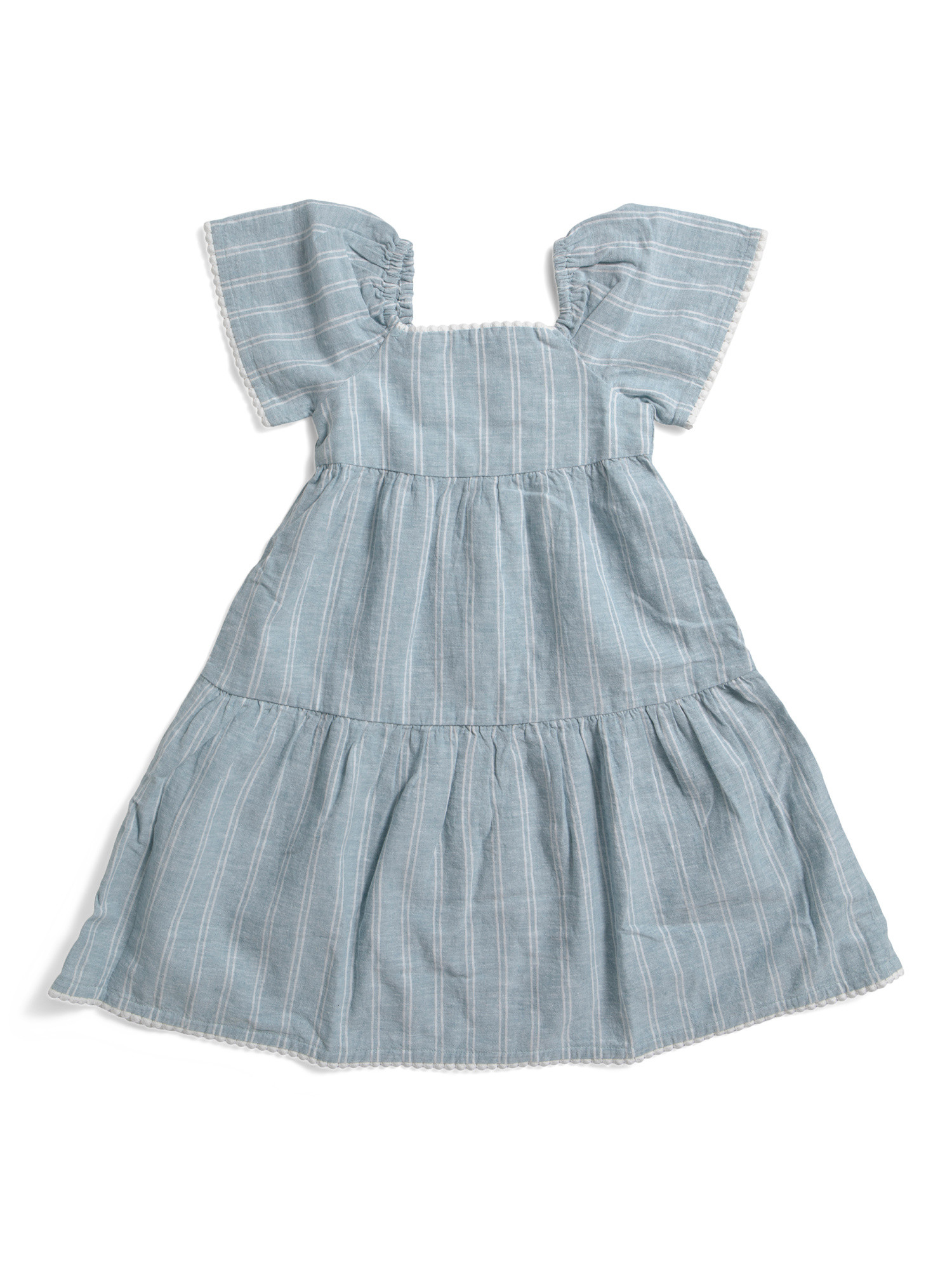 Toddler Girls Linen Blend Striped Bell Sleeve Dress | TJ Maxx