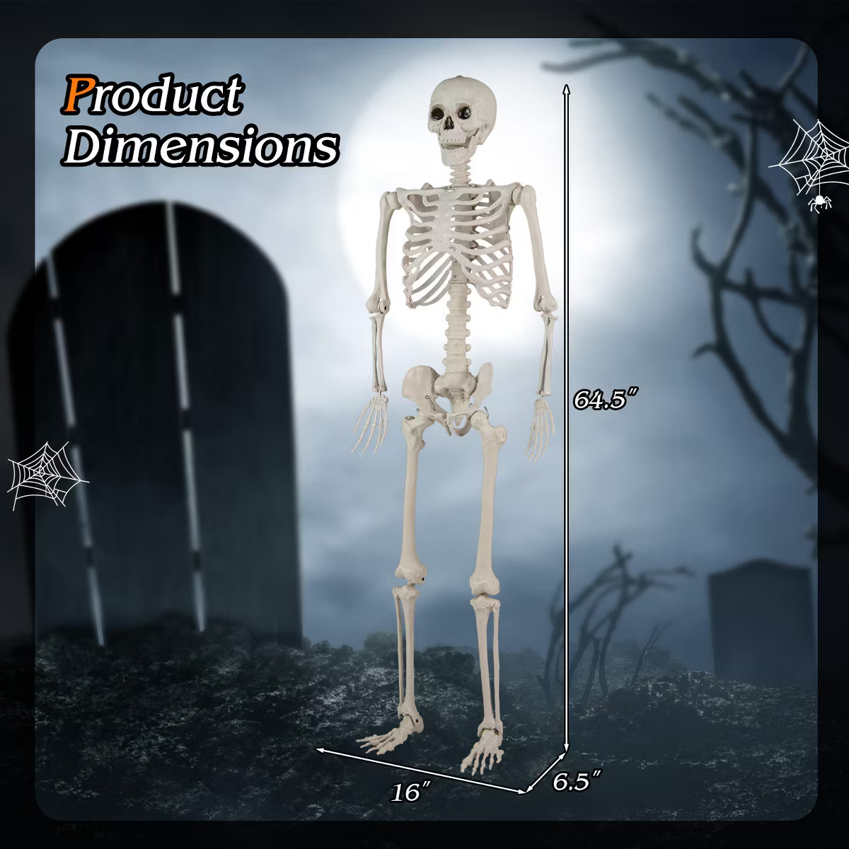 Costway 5.4 FT Halloween Skeleton Decoration Life Size Large Skeleton with Posable Joints 64.5 In... | Target