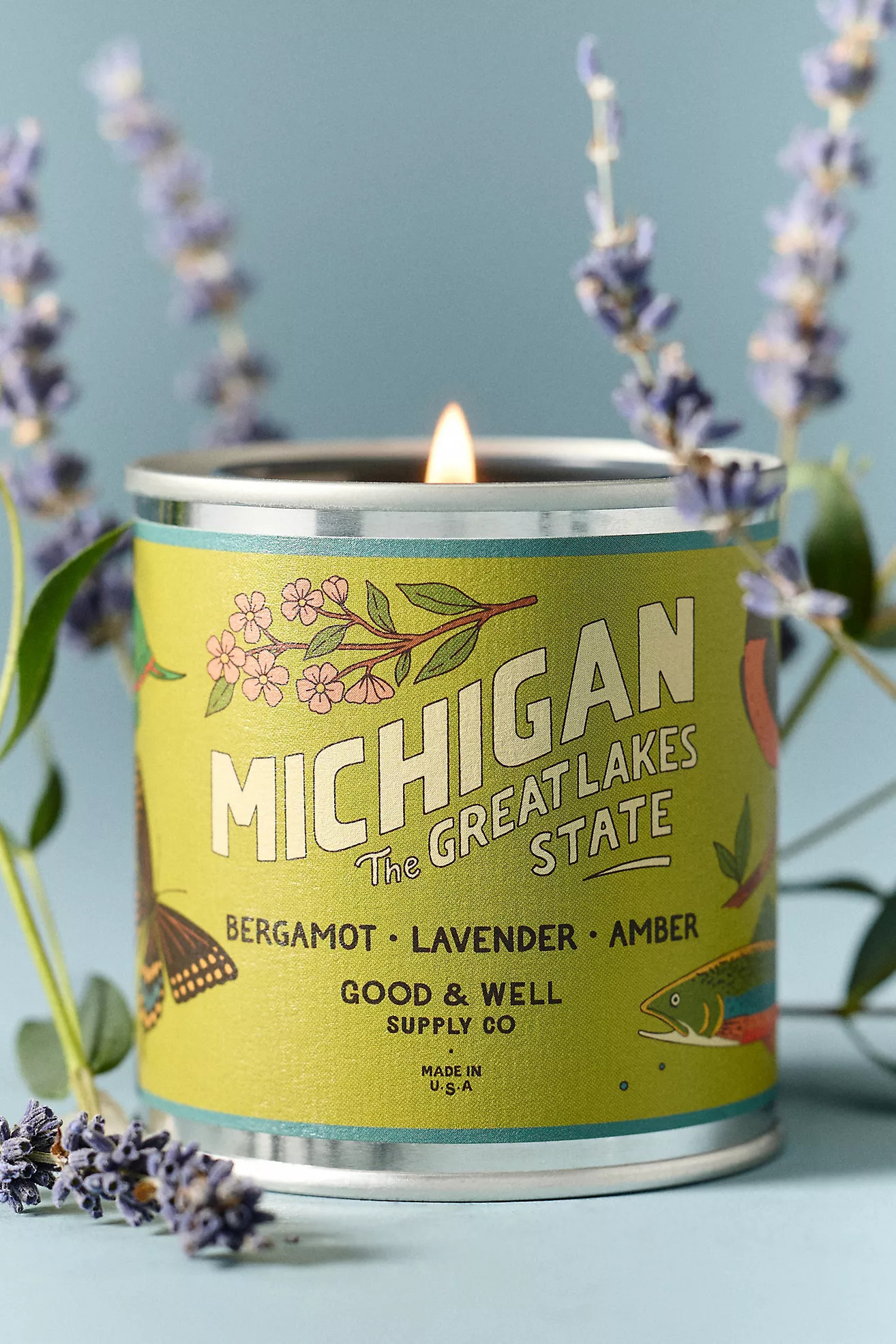 Good & Well Supply Co. Floral Michigan Tin Candle | Anthropologie (US)