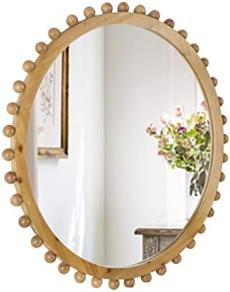 A&B Home Round Beaded Wall Mirror - Farmhouse Circular Wall Mirror with Beaded Wooden Frame, Home... | Amazon (US)