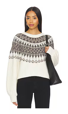 525 America Alora Long Sleeve Fair Aisle Top in Sea Salt Combo from Revolve.com | Revolve Clothing (Global)