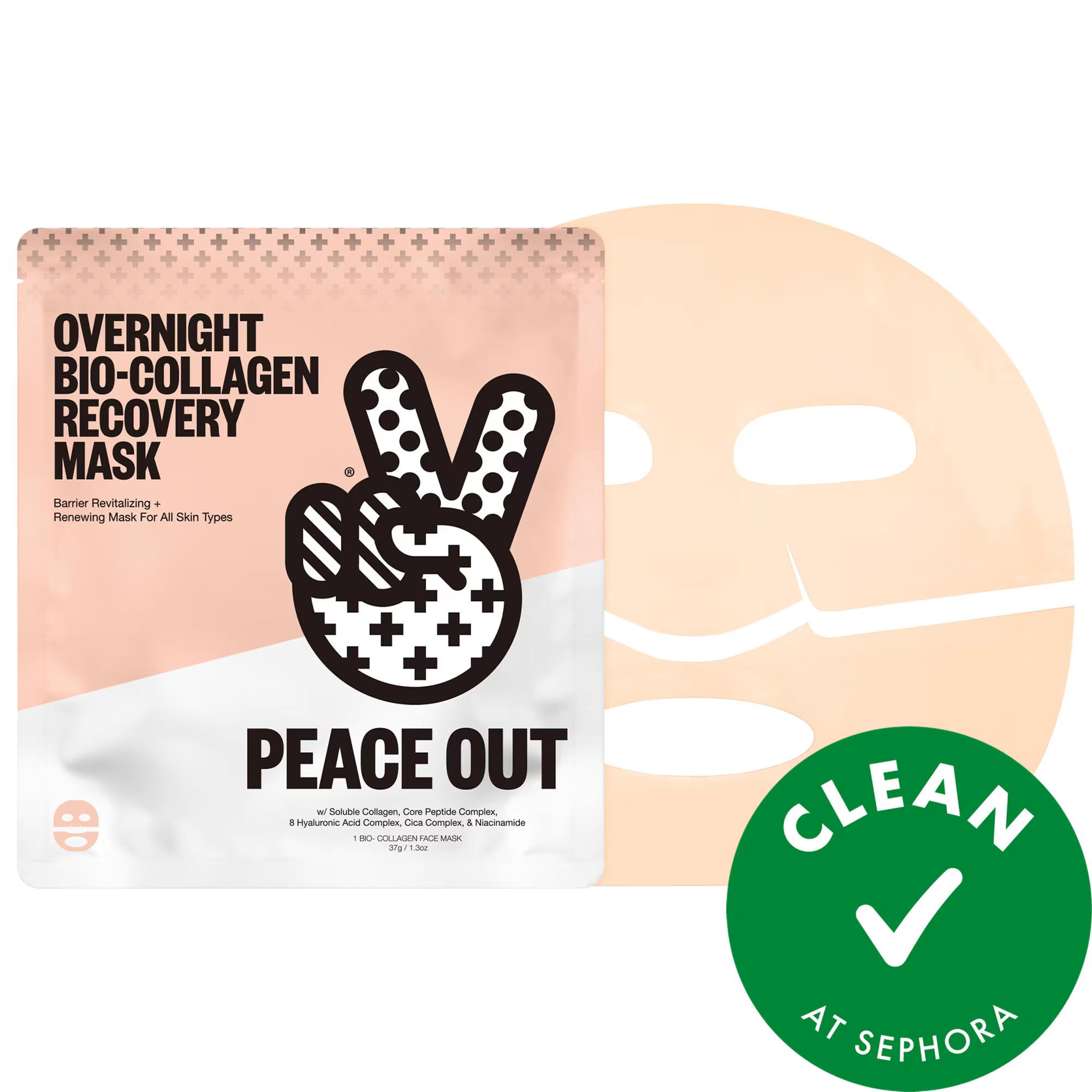 Peace Out Overnight Barrier Hydrating Bio-Collagen Recovery Mask 1.3 oz / 37 g | Sephora (US)