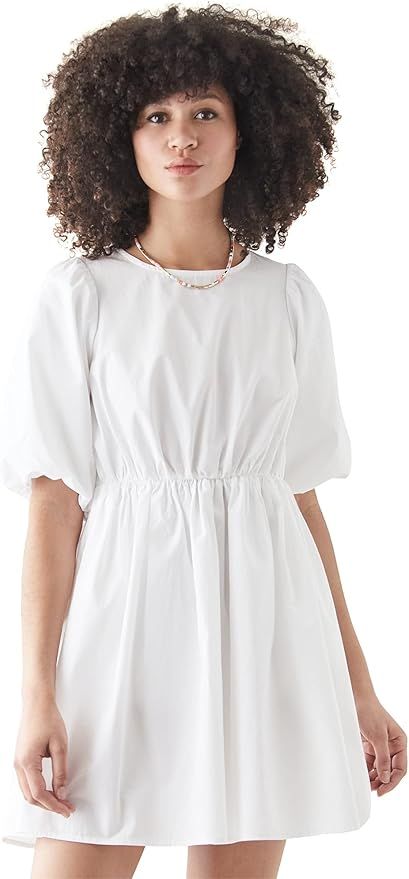 Madewell Women's Poplin Puff Sleeve Mini Dress | Amazon (US)