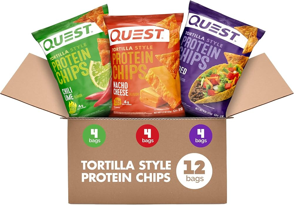 Quest Nutrition Tortilla Style Protein Chips Variety Pack, Chili Lime, Nacho Cheese, Loaded Taco,... | Amazon (US)