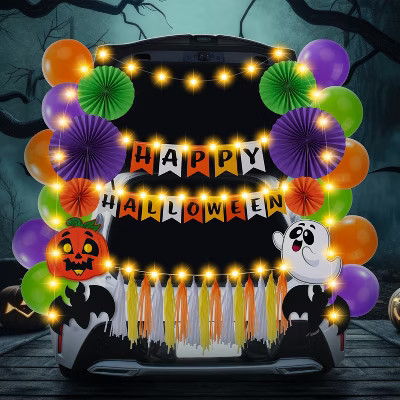 Joyfy Ultimate Halloween Trunk or Treat Car Decor Kit, Car Decorations with 'Happy Halloween' Banner, Ghost, Pumpkin & Bat Cutouts | Target