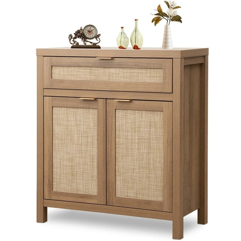 Sanspredet Sideboard Buffet Cabinet Rattan Credenza Storage Cabinet, Boho Accent Cabinet with Doo... | Walmart (US)