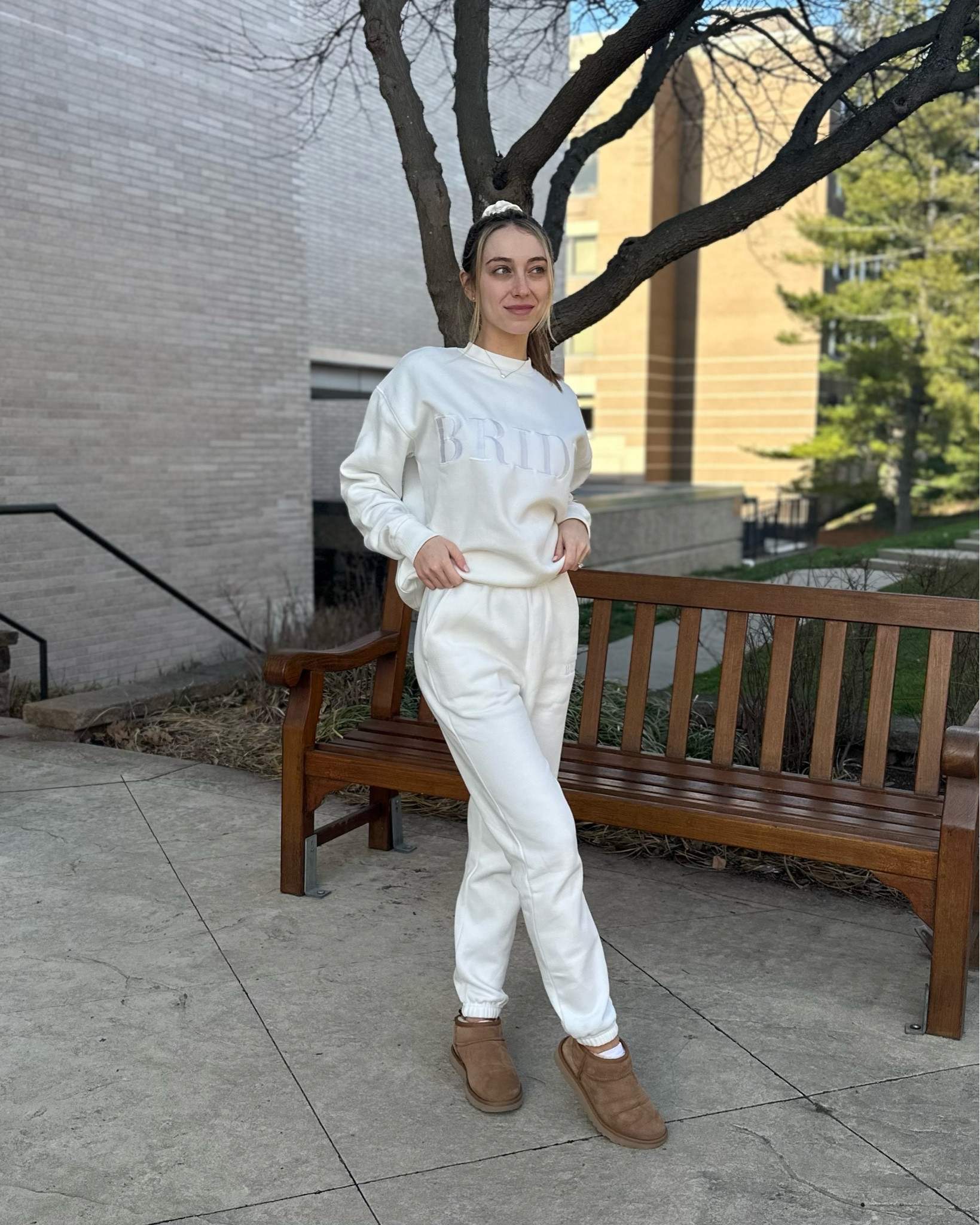 Bride sweatsuit! 🤍 Set is from Six Stories! Shoes are Ugg Ultra Mini 

#LTKfitness #LTKActive #LTKwedding