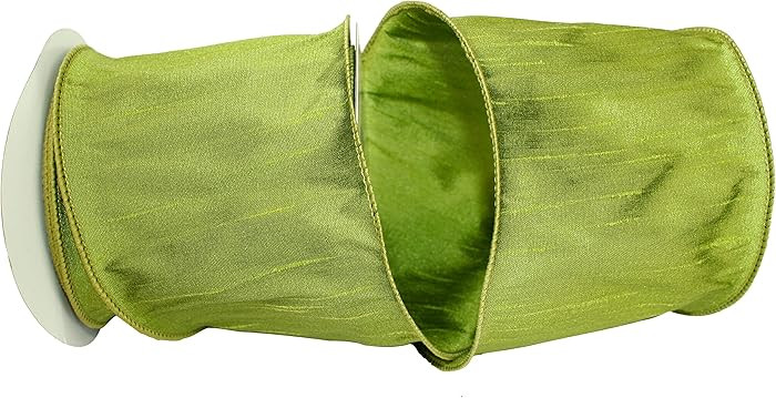 Reliant Ribbon 92975W-535-10F Dupioni Supreme Wired Edge Ribbon, 4 Inch X 10 Yards, Green Grass | Amazon (US)
