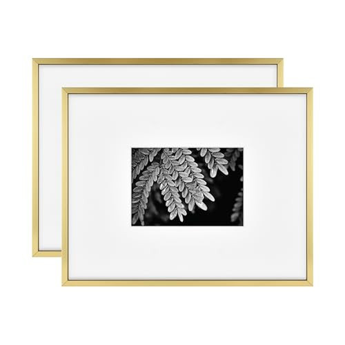 MCS Master & Co. Foundry Metal 11x14 Matted Picture Frame with 5x7 Photo Display, Brass Vertical & Horizontal Wall Hanging Frame for Photos & Artwork (2-Pack) | Amazon (US)