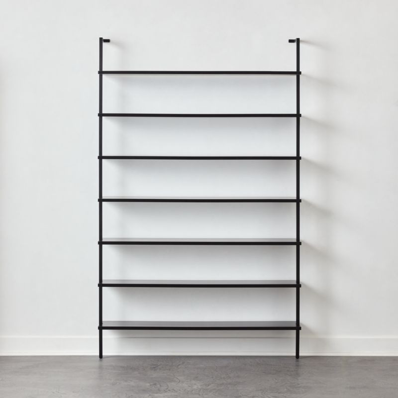 Stairway Modern Wide Black Metal Wall Mount Bookshelf 96'' + Reviews | CB2 | CB2