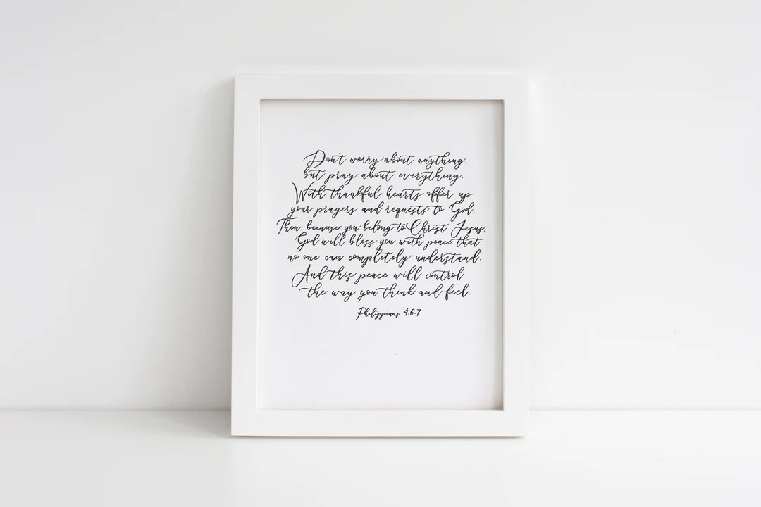 Philippians 4:6-7 | Don't worry about anything but pray about everything | Etsy (US)