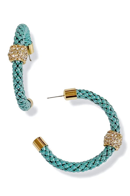Big Fan Turquoise Popcorn Chain Hoop Earrings | The Willow Tree
