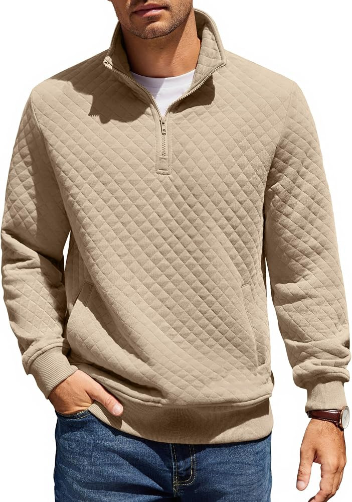 COOFANDY Mens Quarter Zip Pullover Sweatshirt Casual Mock Neck Sweater 2026 | Amazon (US)