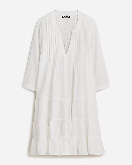 Button-front tiered cover-up dress in cotton voile | J. Crew US