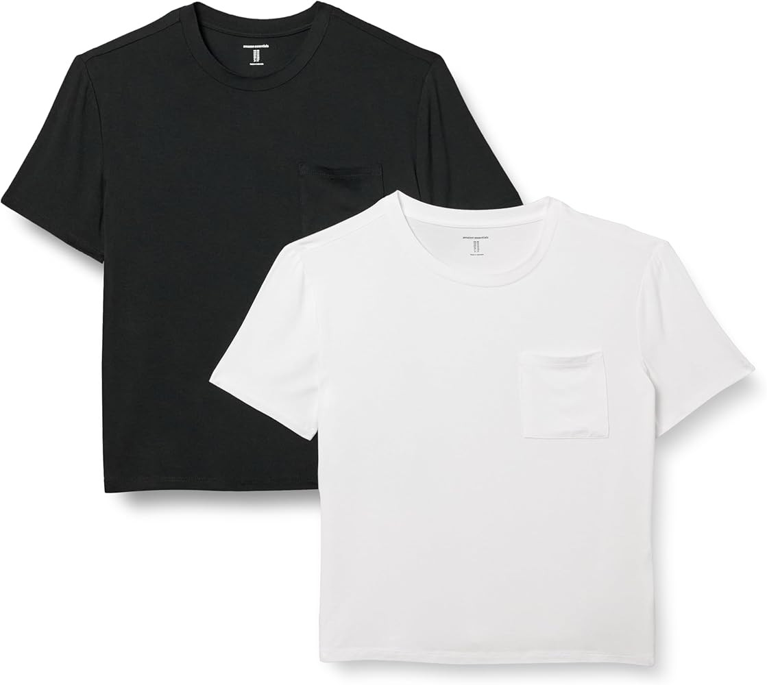 Amazon Essentials Women's Jersey Relaxed-Fit Short-Sleeve Crewneck Pocket T-Shirt, Pack of 2 | Amazon (US)