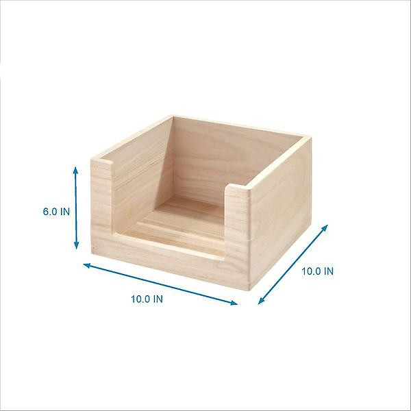 THE HOME EDIT Wooden Open Front Bin Sand | The Container Store