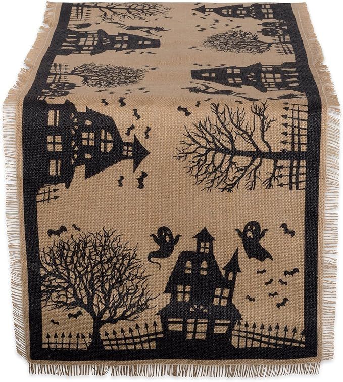 DII Halloween Primitive Style Burlap Tabletop Décor, Spooky Haunted House Jute, Table Runner, 14... | Amazon (US)