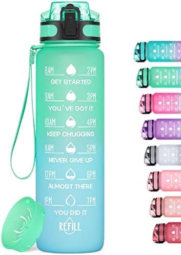 MEITAGIE 32oz Motivational Water Bottle with Time Marker & Fruit Strainer, Leak-proof BPA Free Non-T | Amazon (US)