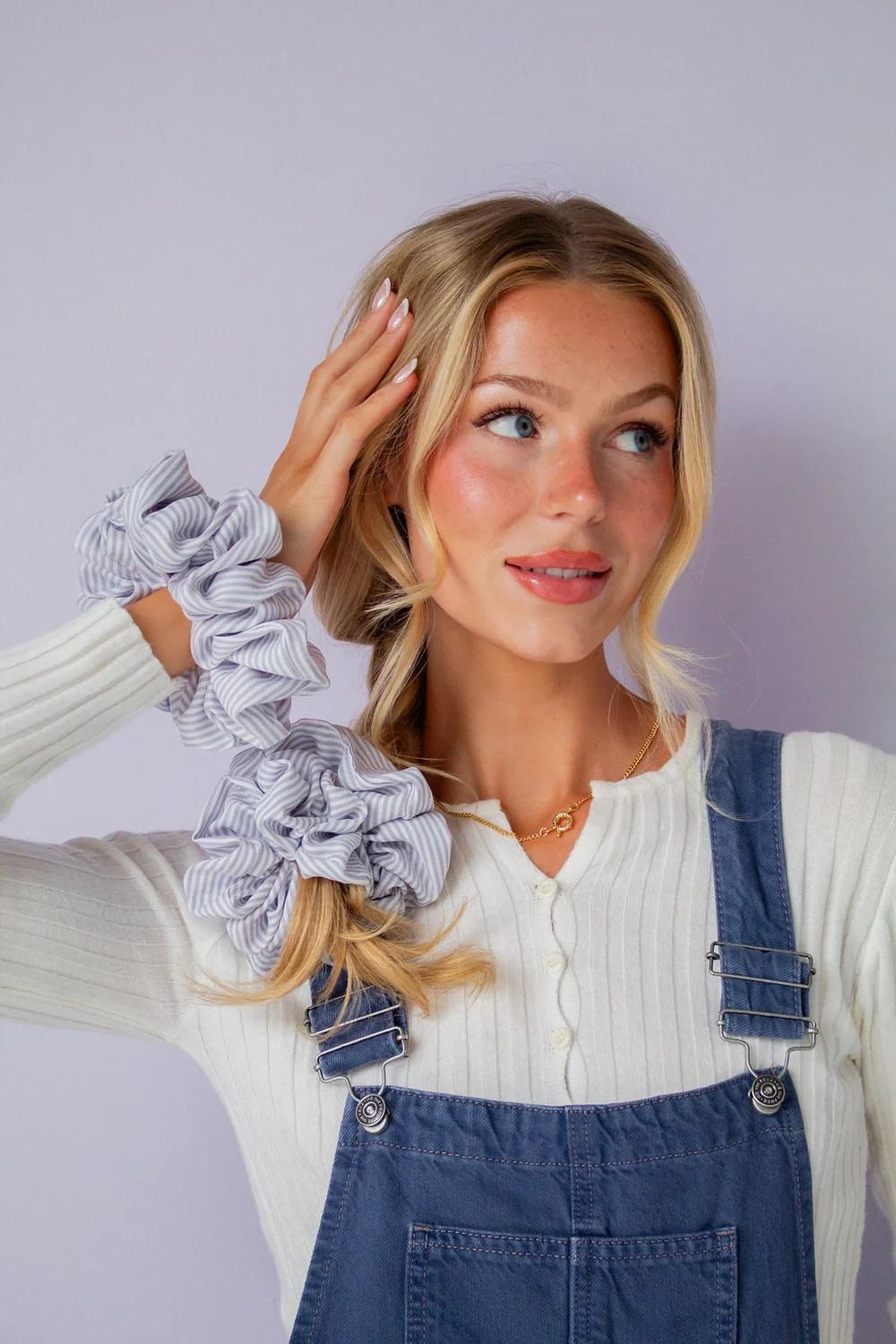 Gray Striped Jumbo Scrunchie | Shop Andi