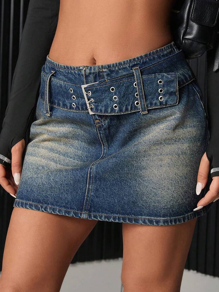 SHEIN Women's Minimalist Waist Belt Bodycon Skirt, Casual Daily Wear | SHEIN