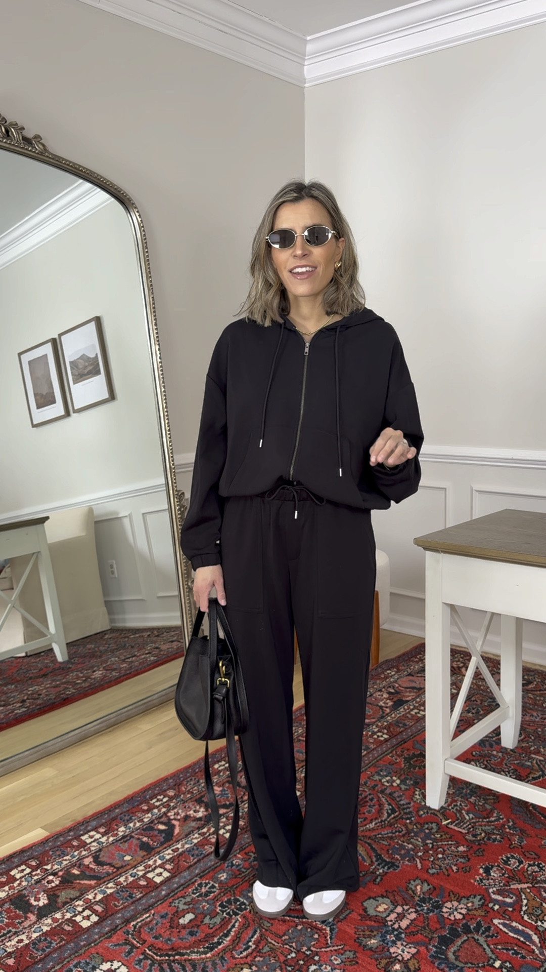 Size medium sweatshirt 
Size small pants 
Travel outfit 

#LTKFindsUnder50 #LTKTravel #LTKFitness