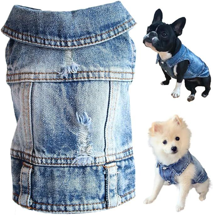 Strangefly Dog Jean Jacket, Blue Puppy Denim T-Shirt, Machine Washable Dog Clothes, Comfort and C... | Amazon (US)