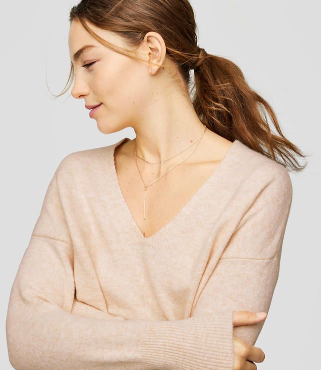 Slouchy V-Neck Sweater | LOFT