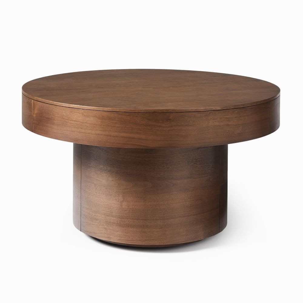 Volume Round Pedestal Coffee Table - Wood | West Elm (US)